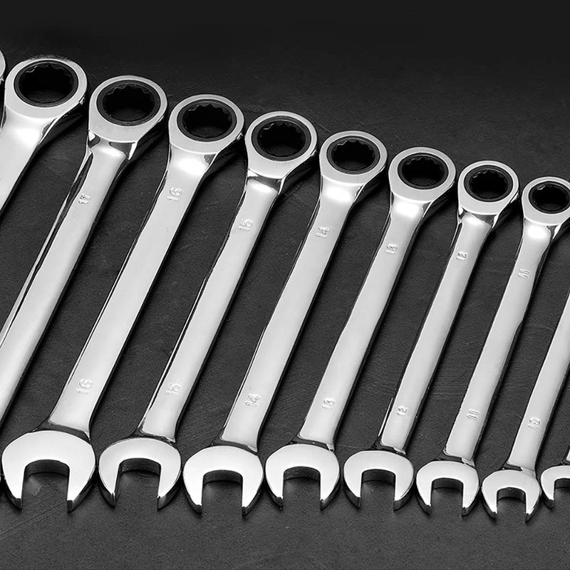FLZOSPER 12pc.Ratcheting Wrench Setï¼Œ8-19mm Metric CR-V Quick Access Spanner with Portable Toolbox (12PC. Ratchet Wrench) - Image 2